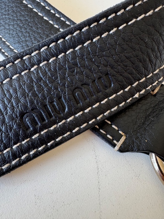 Miu Miu Black Leather Wide Belt Silver Hardware Statement Italy main image 5